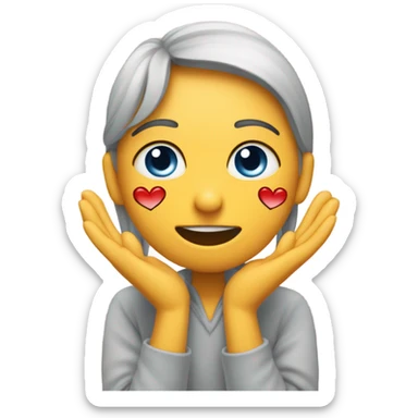 Cara casi llorando haciendo un corazón  sticker