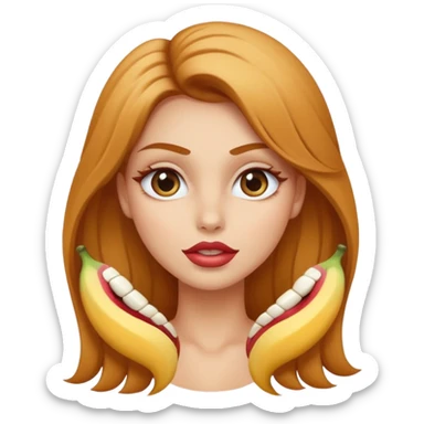 una chica con pose divertida de 18 años con los labios con pintalabios nude y los ojos maquillados, de piel blanca con el pelo liso, largo y rubio, ojos marrones GUAPA sticker