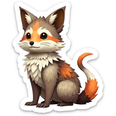 lush warm-colored Fakémon-Trico-creature (full body) sticker