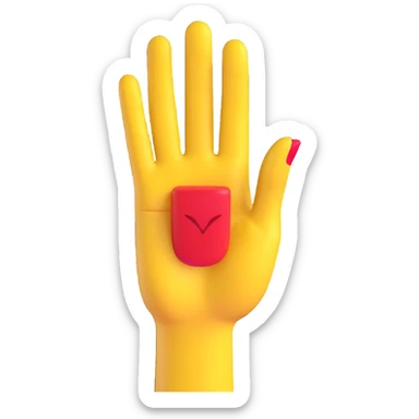yellow hand making the 'OK' gesture with red nail polish, 3D emoji style sticker