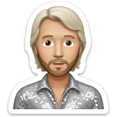 Barry Gibb from Bee Gees with light grey sequin outfit sticker