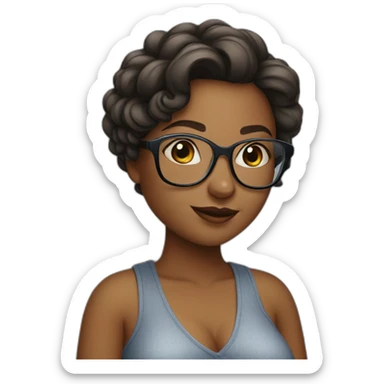 curves girl with glasses sticker
