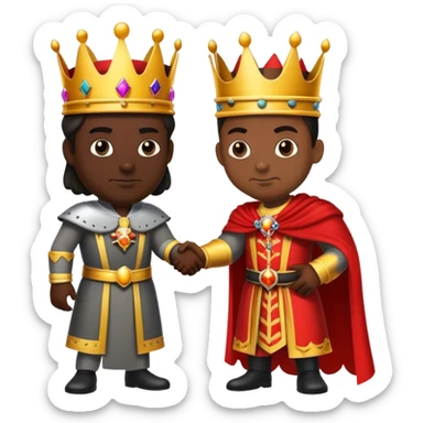 un rey dandole mano a su enemigo malo sticker