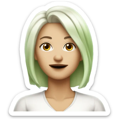 Platinium hair 40-years old lady hate matcha latte sticker