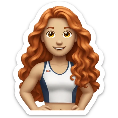 redhead girl with long wavy hair doing sports  sticker