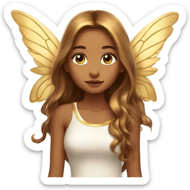 big wings, Beautiful, fairy, gold, brown, long hair sticker