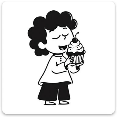 labubu eating a cupcake sticker