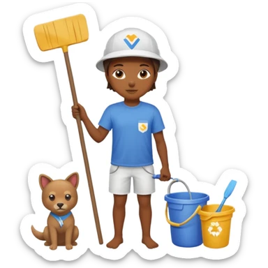 Haz una tortuga bonita, con ropa como si estuviera haciendo voluntariado, que Rea presente la limpieza de playas y el de refugio de animal sticker