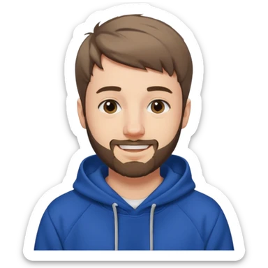 Draw MrBeast in casual hoodie with short hair, french cut beard & friendly smile. sticker