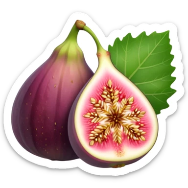 Please create a emoji of a cross-section of a fig with a small leaf sticker
