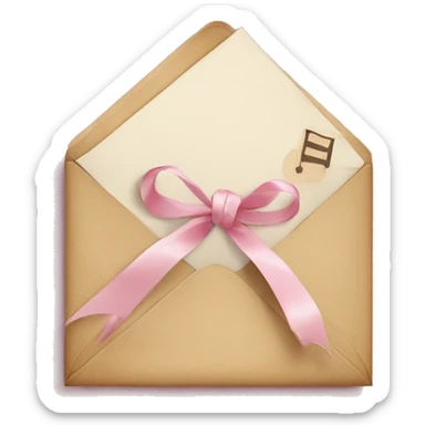 vintage love letters in envelope tied with a baby pink ribbon  sticker