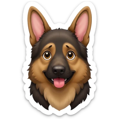 cartoon style dark German Shepherd dog with longer tongue hanging out  sticker
