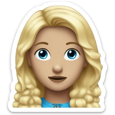 blonde girl with blue eyes and her black horse sticker