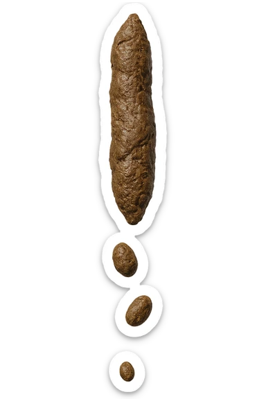 FECI DI ANIMALE A PALLINE UN PO' ALLUNGATE CADONO DALL'ALTO VERTICALMENTE, IPERREALISTICO 4K sticker