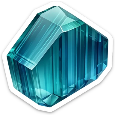 Long prismatic indicolite tourmaline crystal with deep sea blue color and natural striations sticker