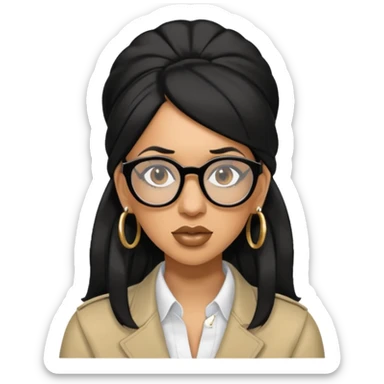 rapper Cardi B black hair wear glasses sticker