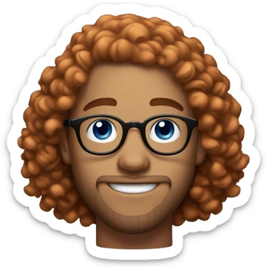 30 years old, male, red hair, curly hair, glasses, black baseball hat, blue eyes, pale complexion, stubble facial hair sticker