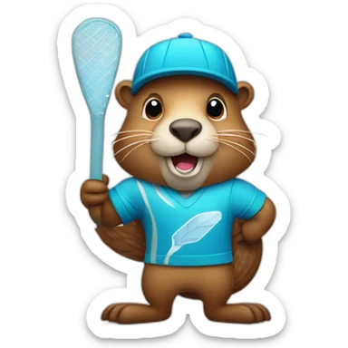 beaver with ice skateand  ice hockey stick in hand sticker