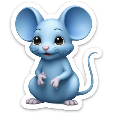  a chiby cute little blue mouse by Leonardo da vinci sticker