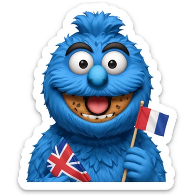 cookie monster bust, with french flag, only one flag,  sticker