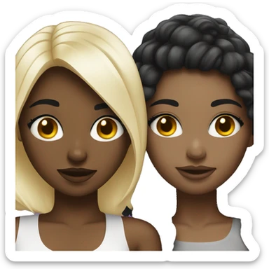 Black girl black hair and white blonde girl partying sticker