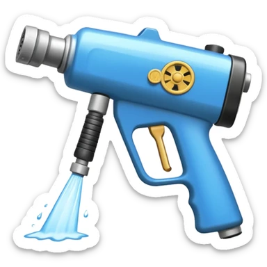 a pressure washing gun squirting water on a side walk sticker