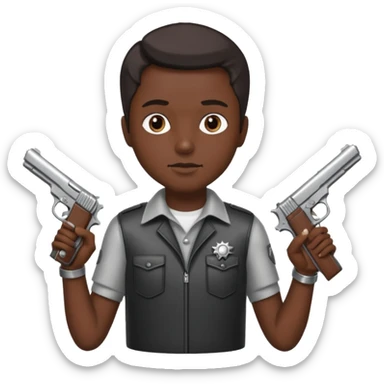 Un persona mala con pistolas y plata sticker