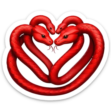 Two red snakes making a heart sticker