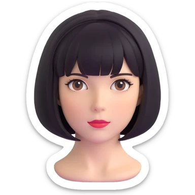 short bob haircut wig sticker
