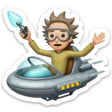 Hot rod Rick and Morty flying in a spaceship to the citadel of Ricks  sticker