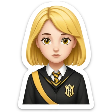 Charlotte Skeoch is hannah abbott in harry potter, wear hogwarts Hufflepuff uniform sticker