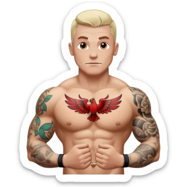tattoo man, white skintone, more highlight the tattoo, body builder, tatto on fully chest, more tattoos on the body, more visible tattoo, big tattoos. sticker