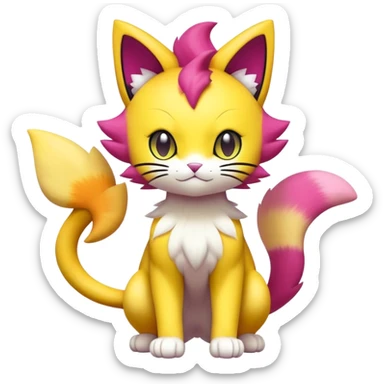 Colorful Liepard-Skitty-Delcatty-Pokémon-Fakémon-hybrid-creature (full body) sticker