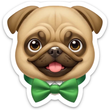 pug with green bow tie sticker