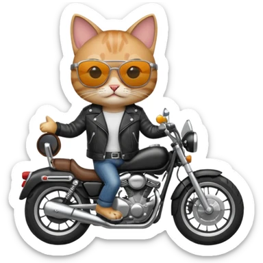 Cat with sunglasses on a motor cycle  sticker