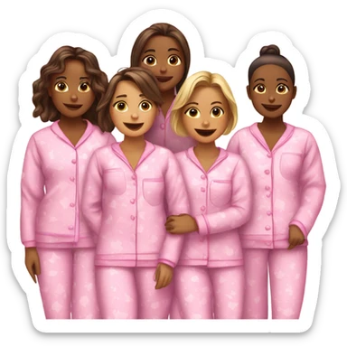 Group of girls wearing matching pajamas  sticker