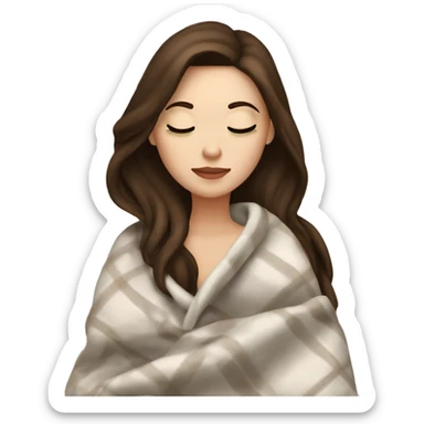 White girl brunette inside a blanket sipping coffee eyes closed sticker