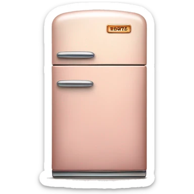Realistic pastel pink and metallic copper vintage fridge.  sticker