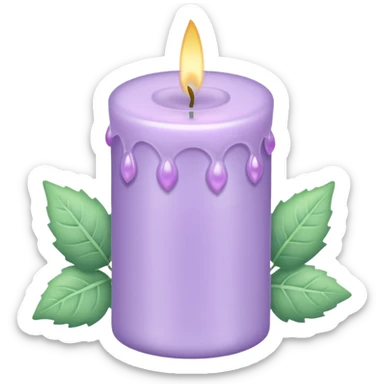 Pastel shiny sparkly cute Lavender lilac candle light with pastel petals and ivies sticker