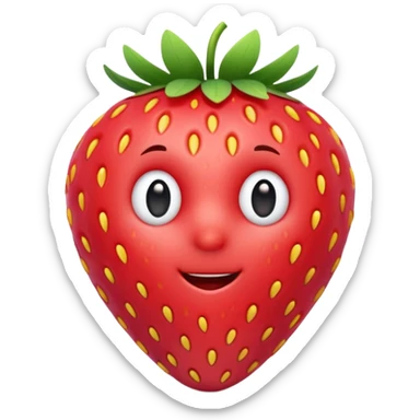 3d Full hd Pixar Style cute strawberry sticker