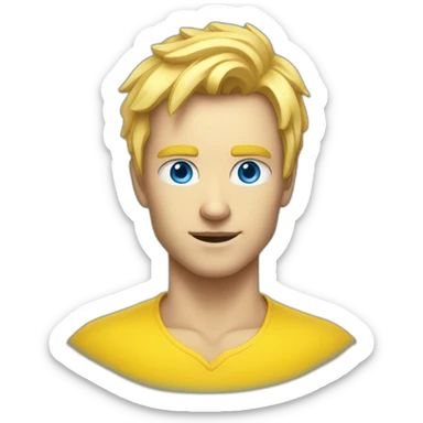 a man blond hair, blue eyes, spreading a yellow aura around hil sticker
