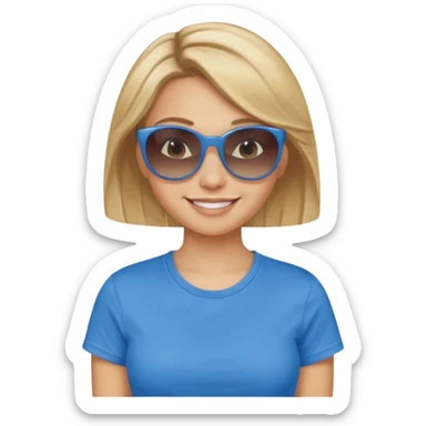 darkest blonde with highlights in blue cute t-shirt and sunglasses  sticker