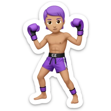 a white person with a purple gear kickboxing sticker