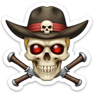 A skull and crossbones wearing a vampire hunter hat. sticker