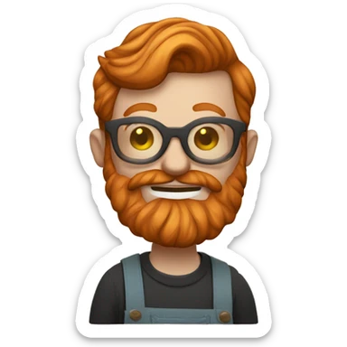 ginger hipster man with beard and glasses  woodworker sticker