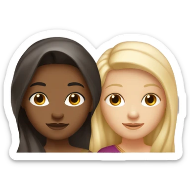 Two friends one brunette indian girl one blonde white girl sticker