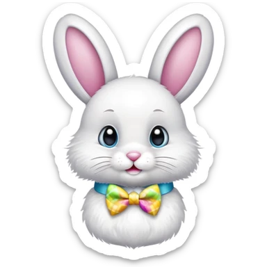 cute Easter bunny wearing colorful bow tie sticker