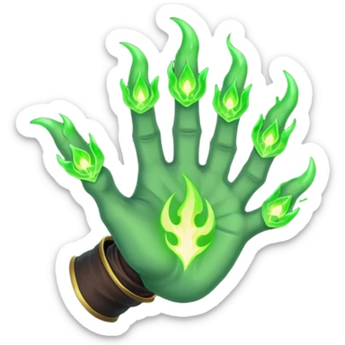world of warcraft warlock hand with green fire sticker