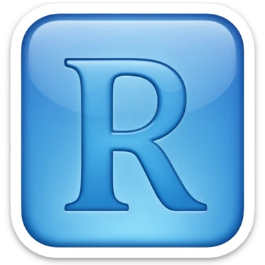 capital letter "R" printed in blue color square shape in center sticker