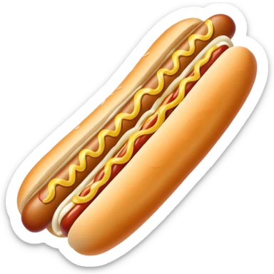 Hot dog with long white onions and spicy mustard on top sticker